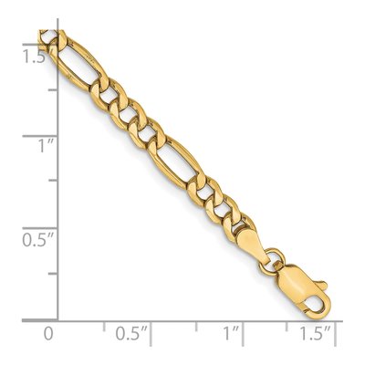 10K Yellow Gold 2mm Semi-Solid Figaro Chain Bracelet – view 2
