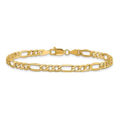 10K Yellow Gold 2mm Semi-Solid Figaro Chain Bracelet – view 3