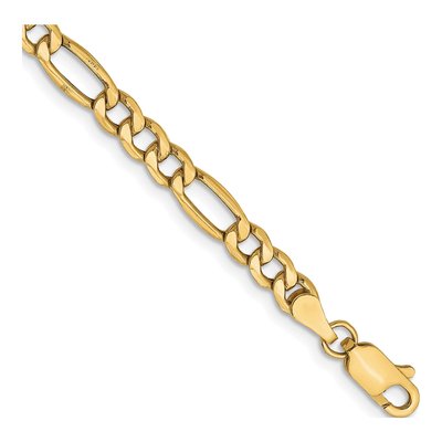 10K Yellow Gold 2mm Semi-Solid Figaro Chain Bracelet