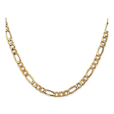 10K Yellow Gold 5.35mm Semi-Solid Figaro Chain – view 2