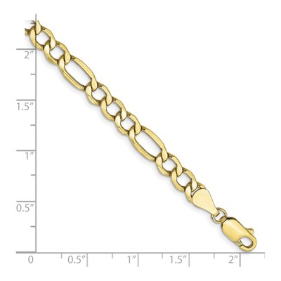 10K Yellow Gold 5.35mm Semi-Solid Figaro Chain Bracelet – view 2