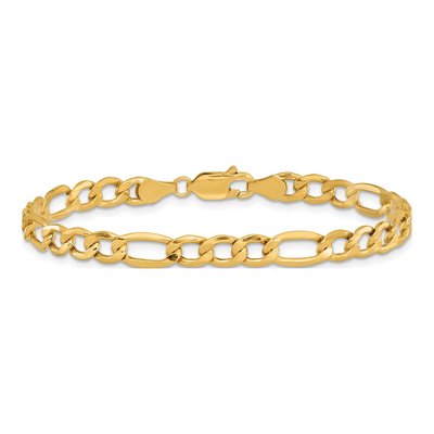 10K Yellow Gold 5.35mm Semi-Solid Figaro Chain Bracelet – view 3