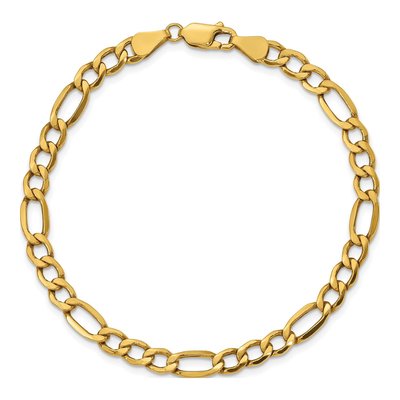 10K Yellow Gold 5.35mm Semi-Solid Figaro Chain Bracelet – view 4