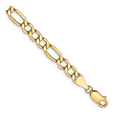 10K Yellow Gold 5.35mm Semi-Solid Figaro Chain Bracelet