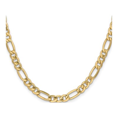 10K Yellow Gold 6.25mm Semi-Solid Figaro Chain – view 2