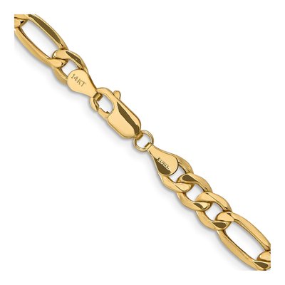 10K Yellow Gold 6.25mm Semi-Solid Figaro Chain – view 3