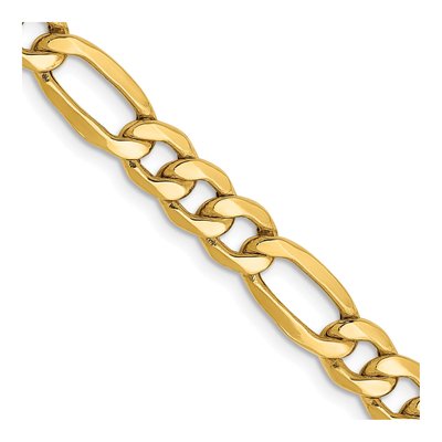 10K Yellow Gold 6.25mm Semi-Solid Figaro Chain
