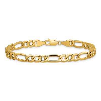 10K Yellow Gold 6.25mm Semi-Solid Figaro Chain Bracelet – view 3