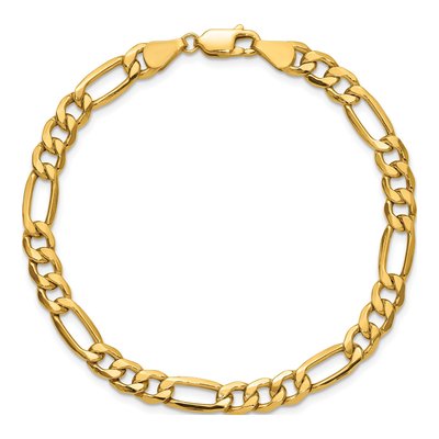 10K Yellow Gold 6.25mm Semi-Solid Figaro Chain Bracelet – view 4