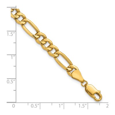 10K Yellow Gold 6.25mm Semi-Solid Figaro Chain Bracelet – view 5