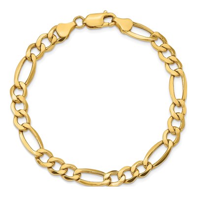 10K Yellow Gold 7.3mm Semi-Solid Figaro Chain Bracelet – view 3