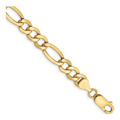 10K Yellow Gold 7.3mm Semi-Solid Figaro Chain Bracelet