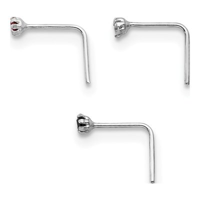 10K White Gold CZ Nose Studs, Set of 3 – view 3