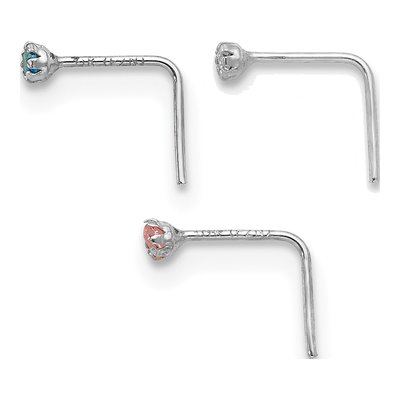 10K White Gold CZ Nose Studs, Set of 3 – view 3