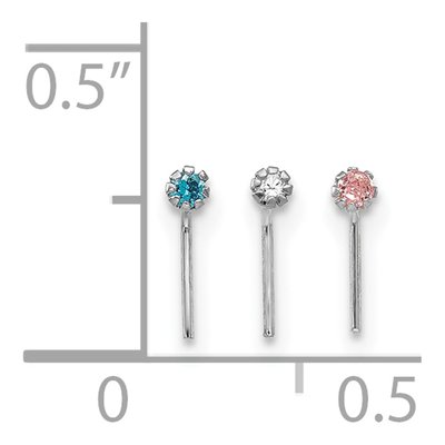 10K White Gold CZ Nose Studs, Set of 3 – view 4