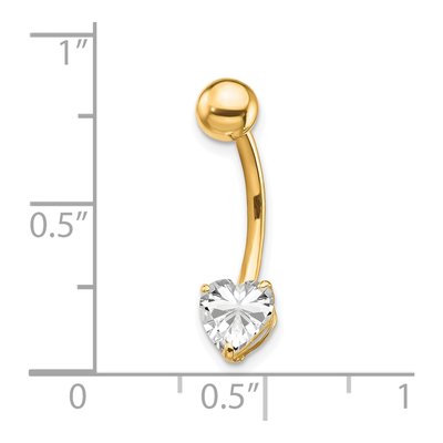 10K Yellow Gold CZ Heart Belly Ring – view 5