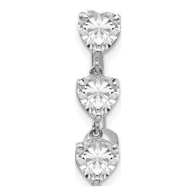 10k White Gold CZ Heart Belly Dangle Ring – view 3