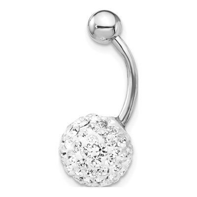 10K White Gold Crystal Ball Belly Dangle – view 3
