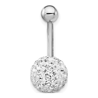 10K White Gold Crystal Ball Belly Dangle – view 4