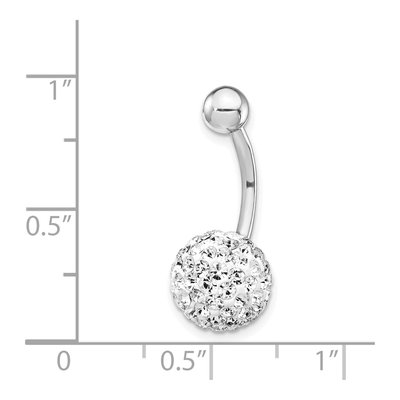 10K White Gold Crystal Ball Belly Dangle – view 5