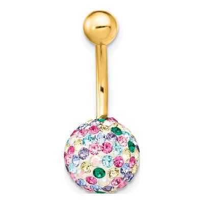 10K Yellow Gold Crystal Ball Belly Ring – view 4