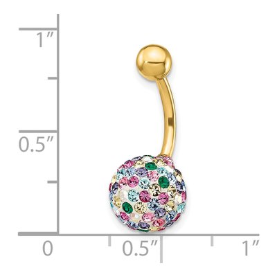 10K Yellow Gold Crystal Ball Belly Ring – view 5