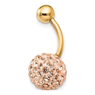 10K Gold 14G Champagne Crystal Belly Dangle Ring – view 3