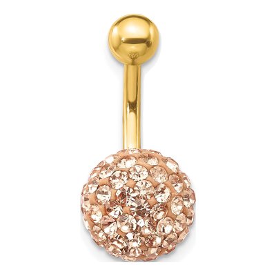 10K Gold 14G Champagne Crystal Belly Dangle Ring – view 4