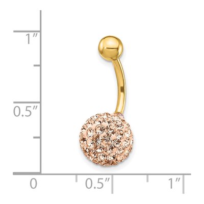 10K Gold 14G Champagne Crystal Belly Dangle Ring – view 5