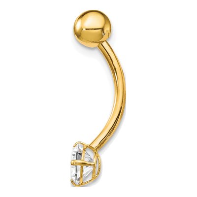 10K Yellow Gold CZ Belly Dangle Navel Ring – view 3