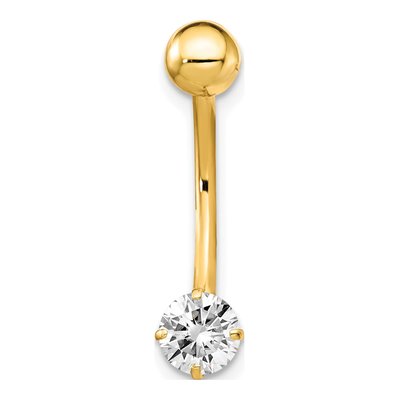 10K Yellow Gold CZ Belly Dangle Navel Ring – view 4