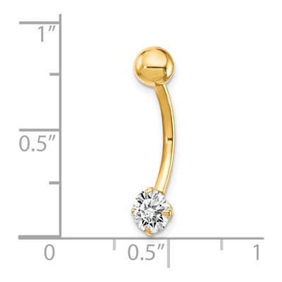 10K Yellow Gold CZ Belly Dangle Navel Ring – view 5