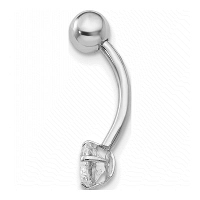 10k White Gold CZ Belly Dangle Ring – view 3
