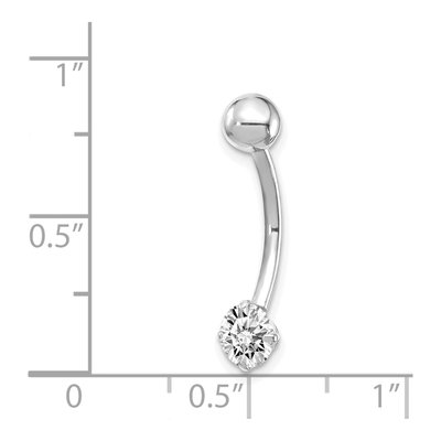 10k White Gold CZ Belly Dangle Ring – view 4