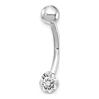 10k White Gold CZ Belly Dangle Ring
