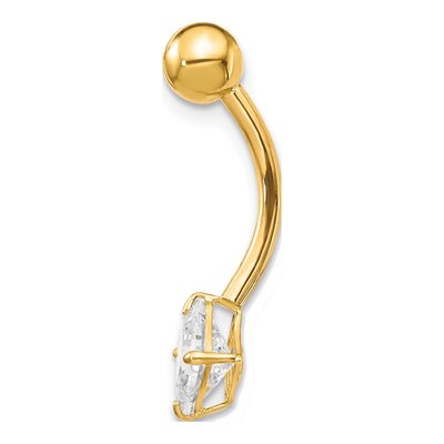 10K Yellow Gold Square CZ Belly Ring Dangle – view 3