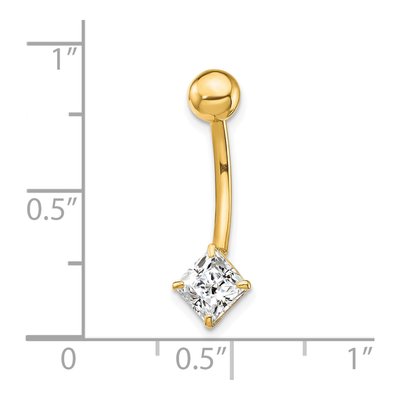10K Yellow Gold Square CZ Belly Ring Dangle – view 5