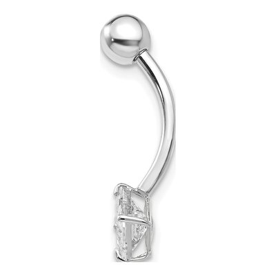 10K White Gold CZ Square Belly Dangle – view 3