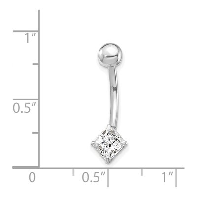 10K White Gold CZ Square Belly Dangle – view 4