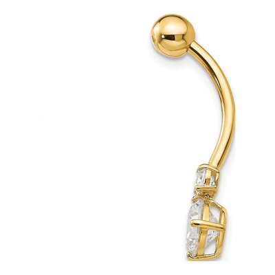 10K Yellow Gold CZ Belly Dangle – view 3