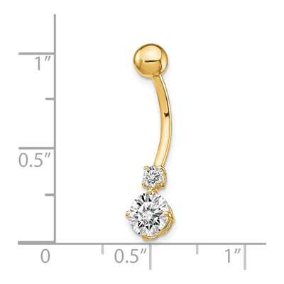 10K Yellow Gold CZ Belly Dangle – view 4