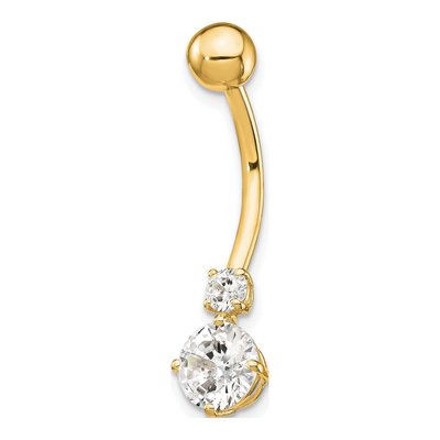 10K Yellow Gold CZ Belly Dangle