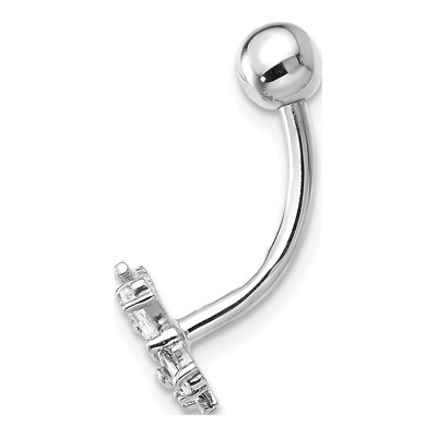 10K White Gold CZ Butterfly Belly Dangle Ring – view 3