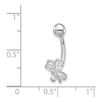 10K White Gold CZ Butterfly Belly Dangle Ring – view 4