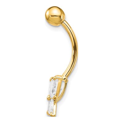 10K Yellow Gold CZ Butterfly Belly Ring – view 3