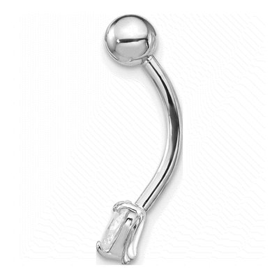 10K White Gold CZ Heart & Angel Wings Belly Ring – view 3