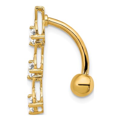 10K Yellow Gold CZ XOXO Belly Dangle Ring – view 3