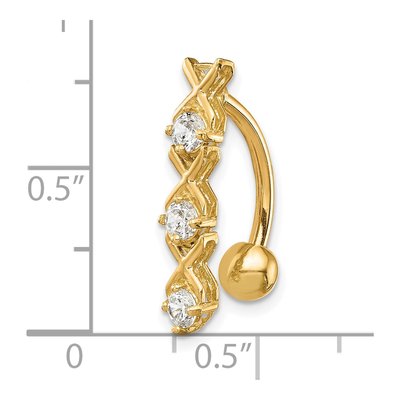 10K Yellow Gold CZ XOXO Belly Dangle Ring – view 5
