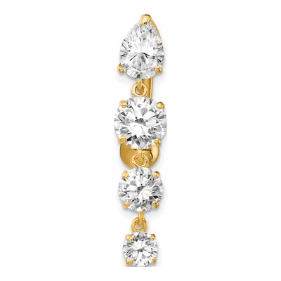 10K Yellow Gold CZ 4-Stone Belly Dangle Ring – view 3