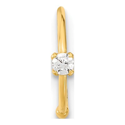 10K Yellow Gold CZ Hoop Nose Ring, 20 Gauge – view 3